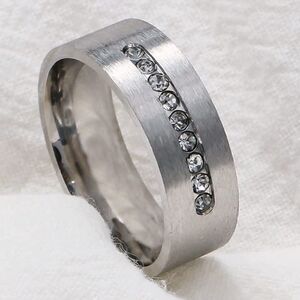 Men’s Strong Studded Titanium Band Ring Matte Finish Comfort Ring